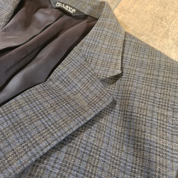 Jos. A. Bank Blazer Mens 44R Gray Glen Check Plaid 100% Wool Sport Coat Jacket - Picture 2 of 9